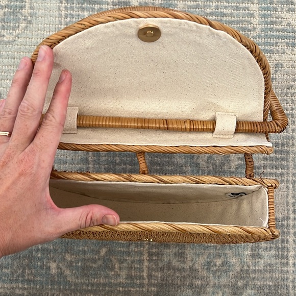 Cult Gaia Ryka Rattan Woven Monogram Shoulder Bag Natural Beach Brown - Picture 7 of 7